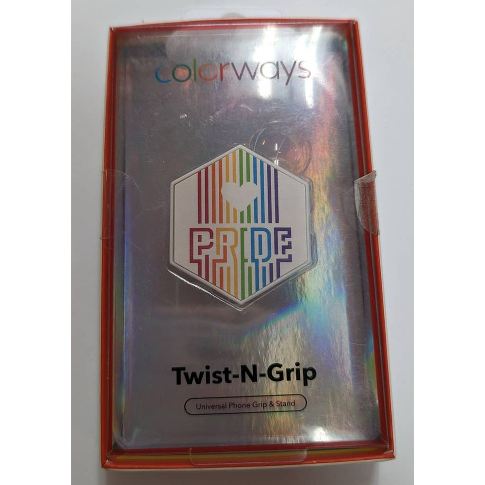Colorways Pride Twist-N-Grip Phone Grip Pop Socket Pride Rainbow on White Heart